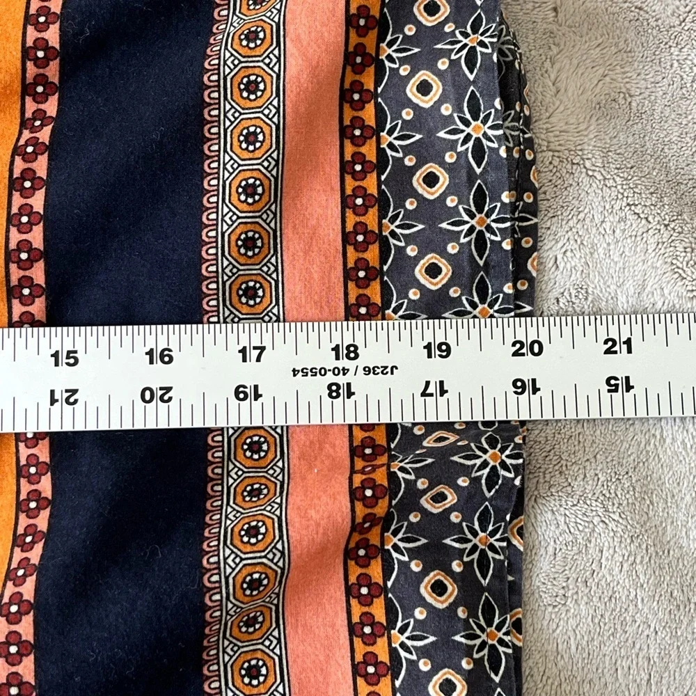 LOFT 'Foulard' Tie Neck Puff Sleeve Top Mixed Bohemian Print Cotton Size MP